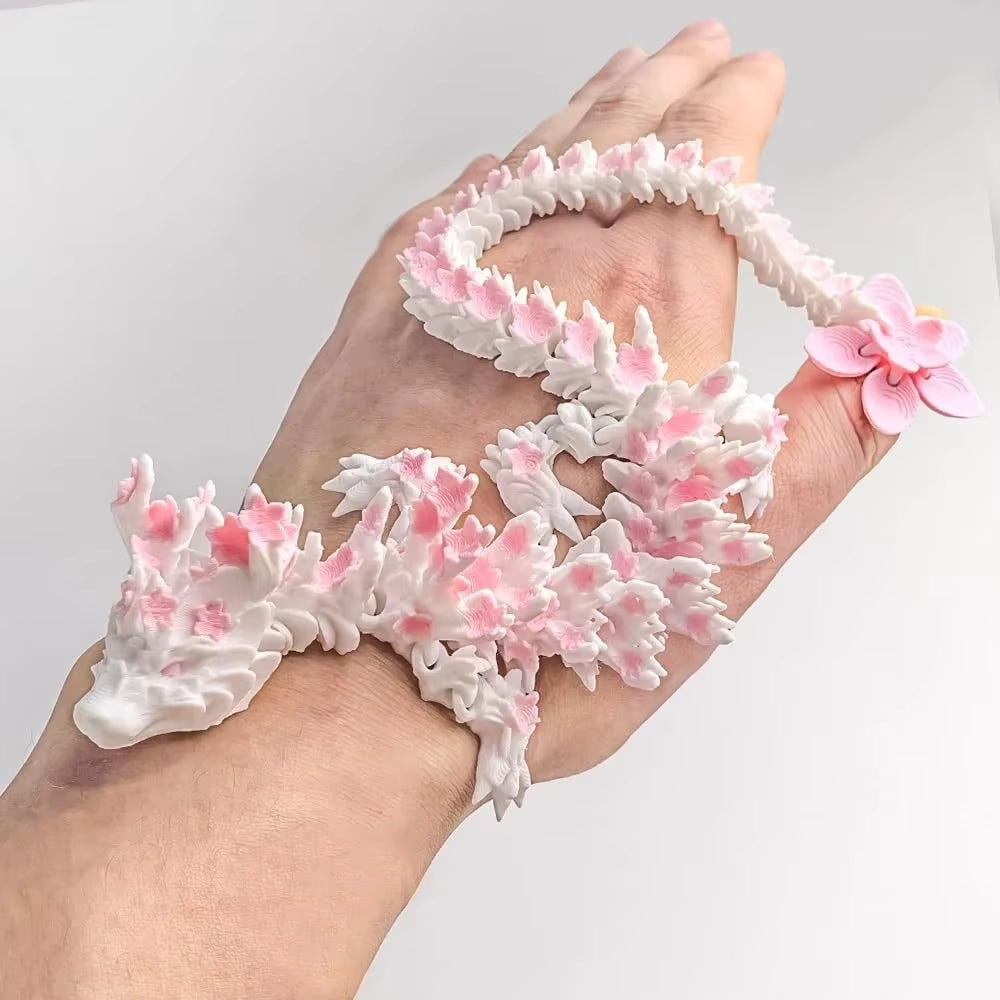 15/25Cm 3D Printed Love Cherry Blossom Dragon Movable Joint Dragon Model Gifts Home Office Desktop Ornament Landscape Craft