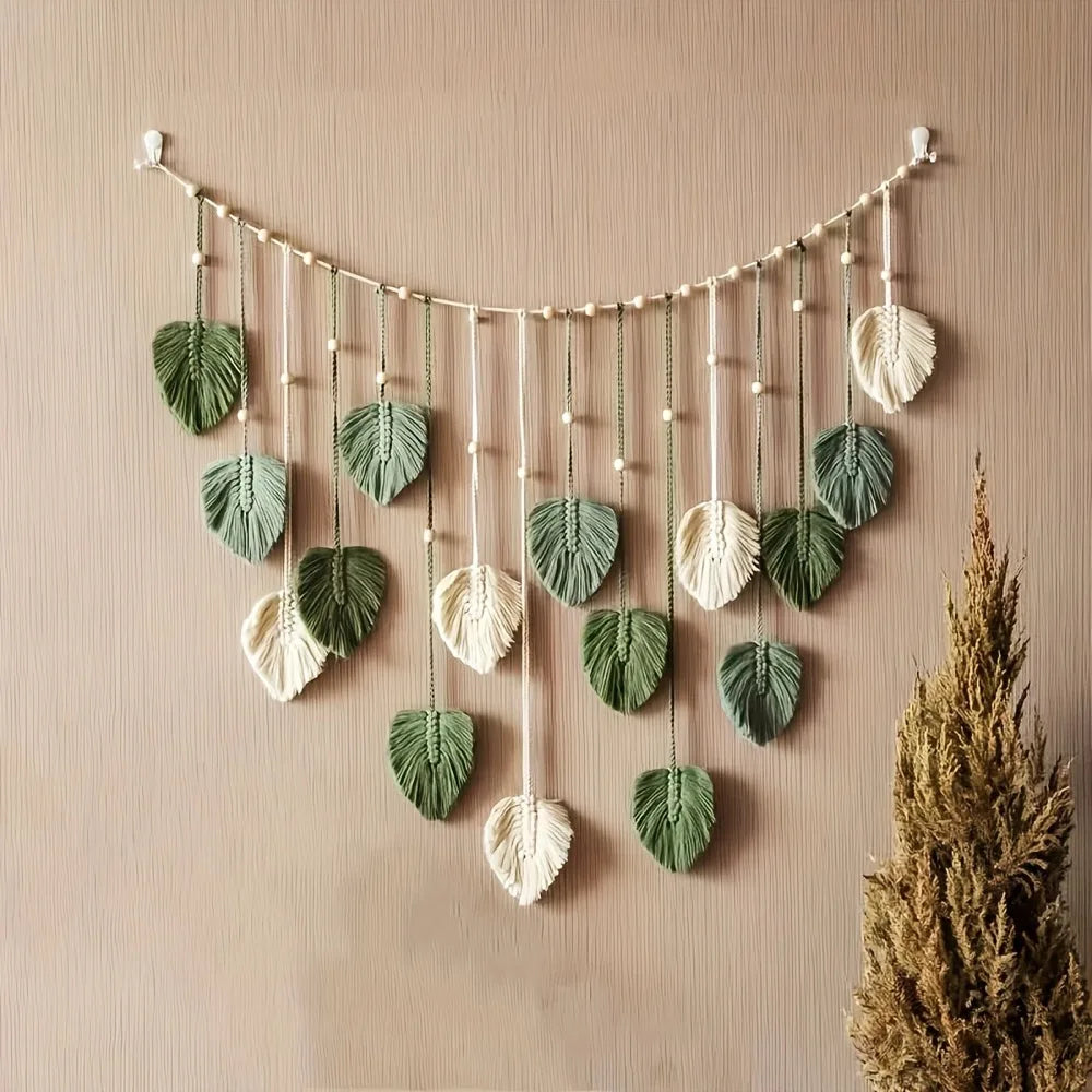 Modern Macrame Wall Art Tapestry, Bohemian Wall Decoration, Home Decoration, Macrame Feather Wall Hanging on the Wall
