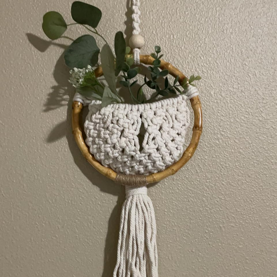 Woven Macramé Hanging Basket / Flower Holder
