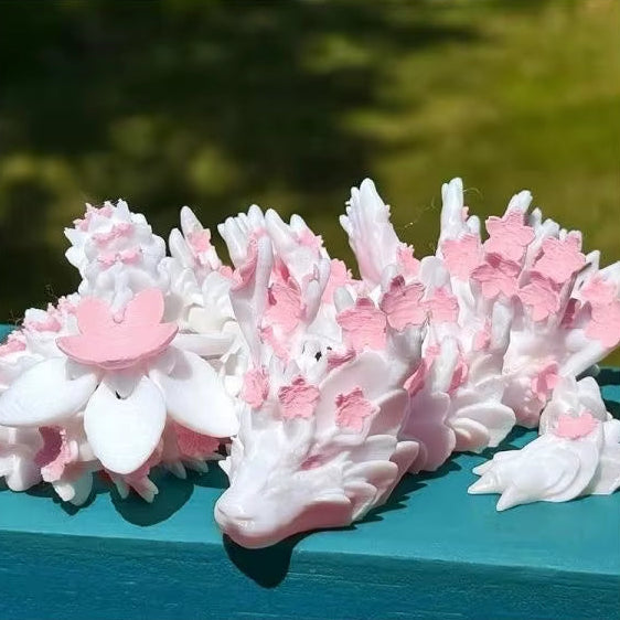 15/25Cm 3D Printed Love Cherry Blossom Dragon Movable Joint Dragon Model Gifts Home Office Desktop Ornament Landscape Craft