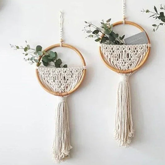 Woven Macramé Hanging Basket / Flower Holder