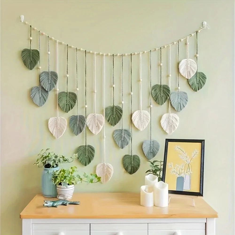 Modern Macrame Wall Art Tapestry, Bohemian Wall Decoration, Home Decoration, Macrame Feather Wall Hanging on the Wall