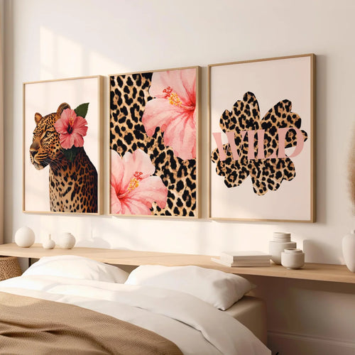 Cheetah Blossom Art Print Set