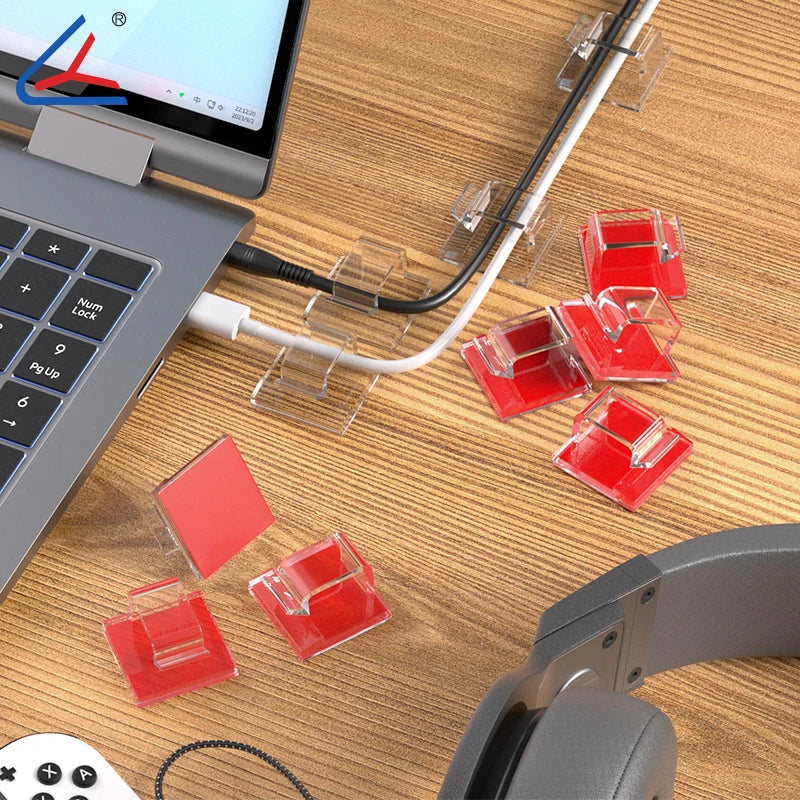 Clear Adhesive Cable Clips
