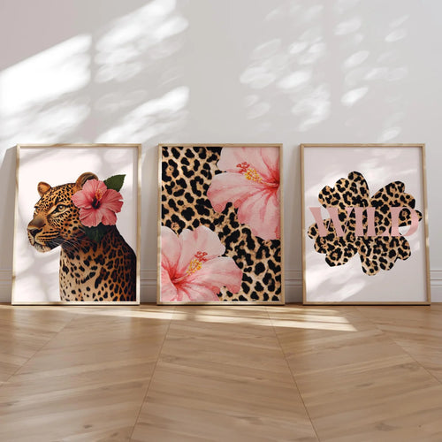 Cheetah Blossom Art Print Set