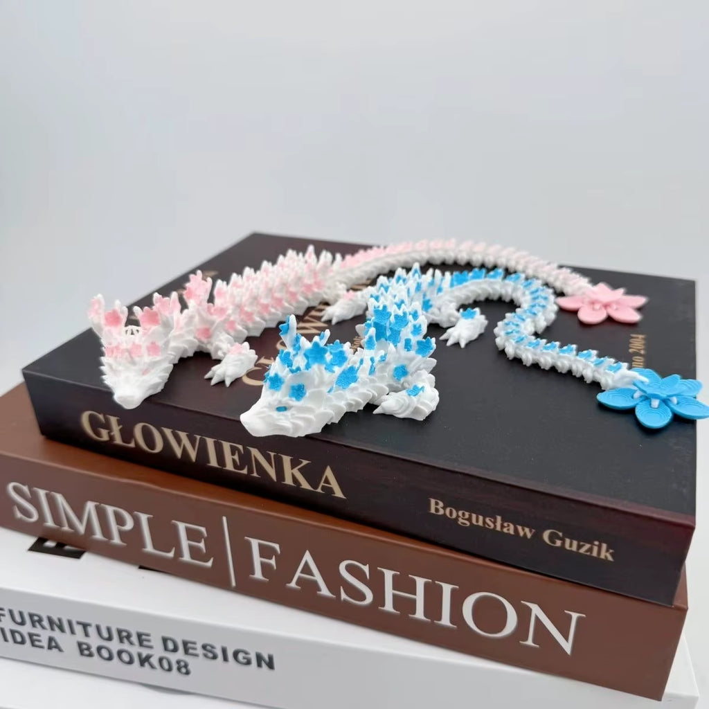 15/25Cm 3D Printed Love Cherry Blossom Dragon Movable Joint Dragon Model Gifts Home Office Desktop Ornament Landscape Craft