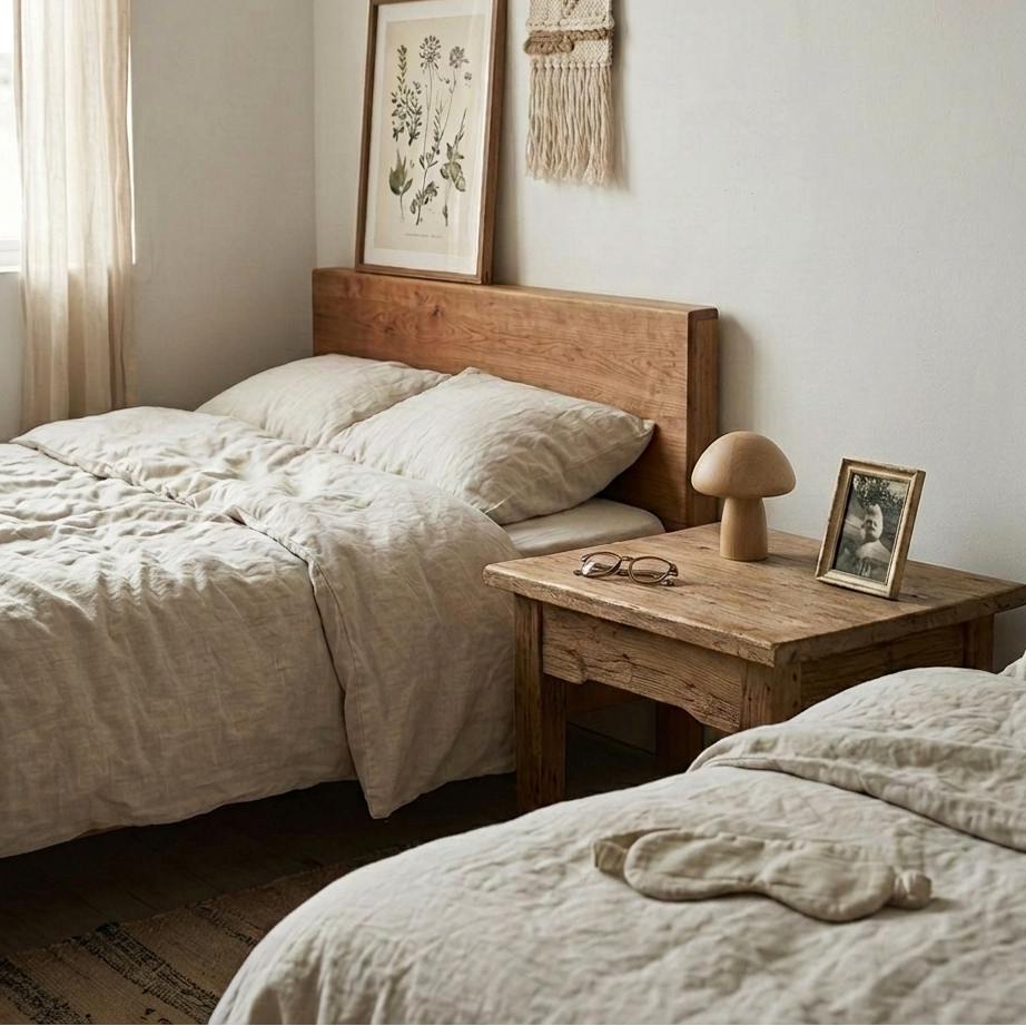 Wooden Mushroom Bedside Table Lamp