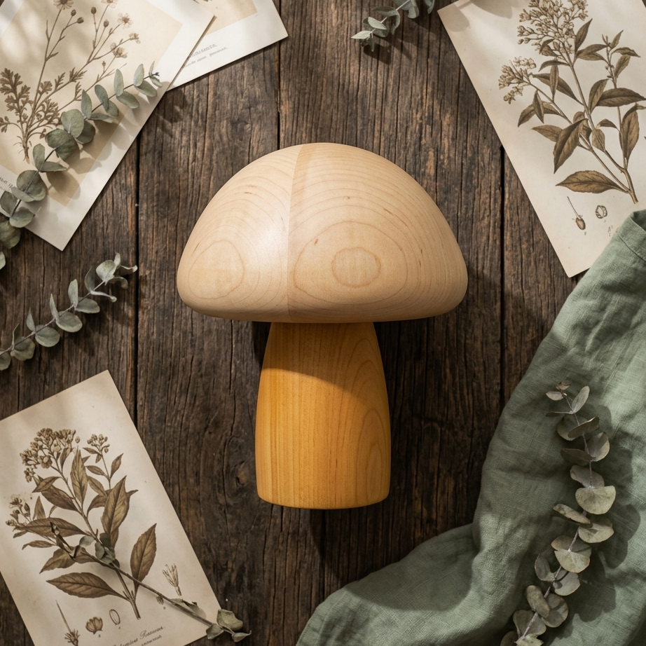 Wooden Mushroom Bedside Table Lamp